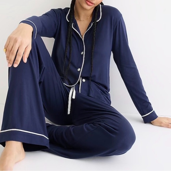 J. Crew Other - J. Crew Eco Dreamiest Pajama Set Navy Long Sleeve Top Pants Women’s Size Small